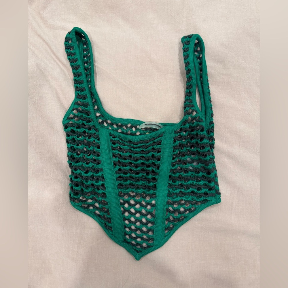 Maniere De Vior Green Crochet Top - Picture 4 of 5